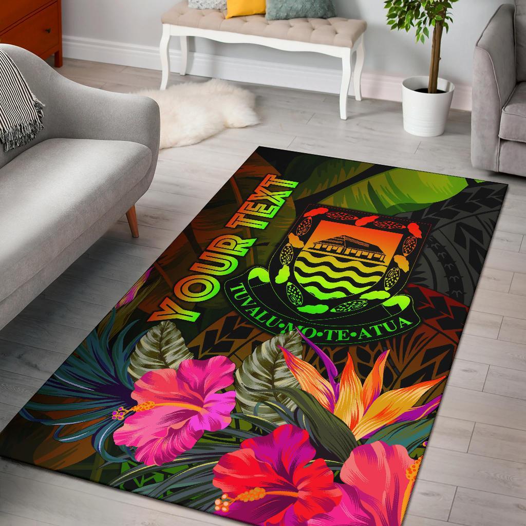 Tuvalu Polynesian Personalised Area Rug - Hibiscus and Banana Leaves-Myprintsy