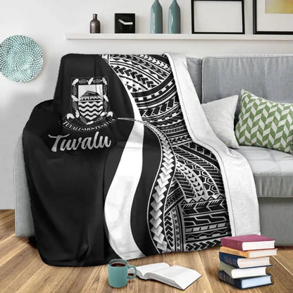 Tuvalu Premium Blanket - White Polynesian Tentacle Tribal Pattern-Myprintsy