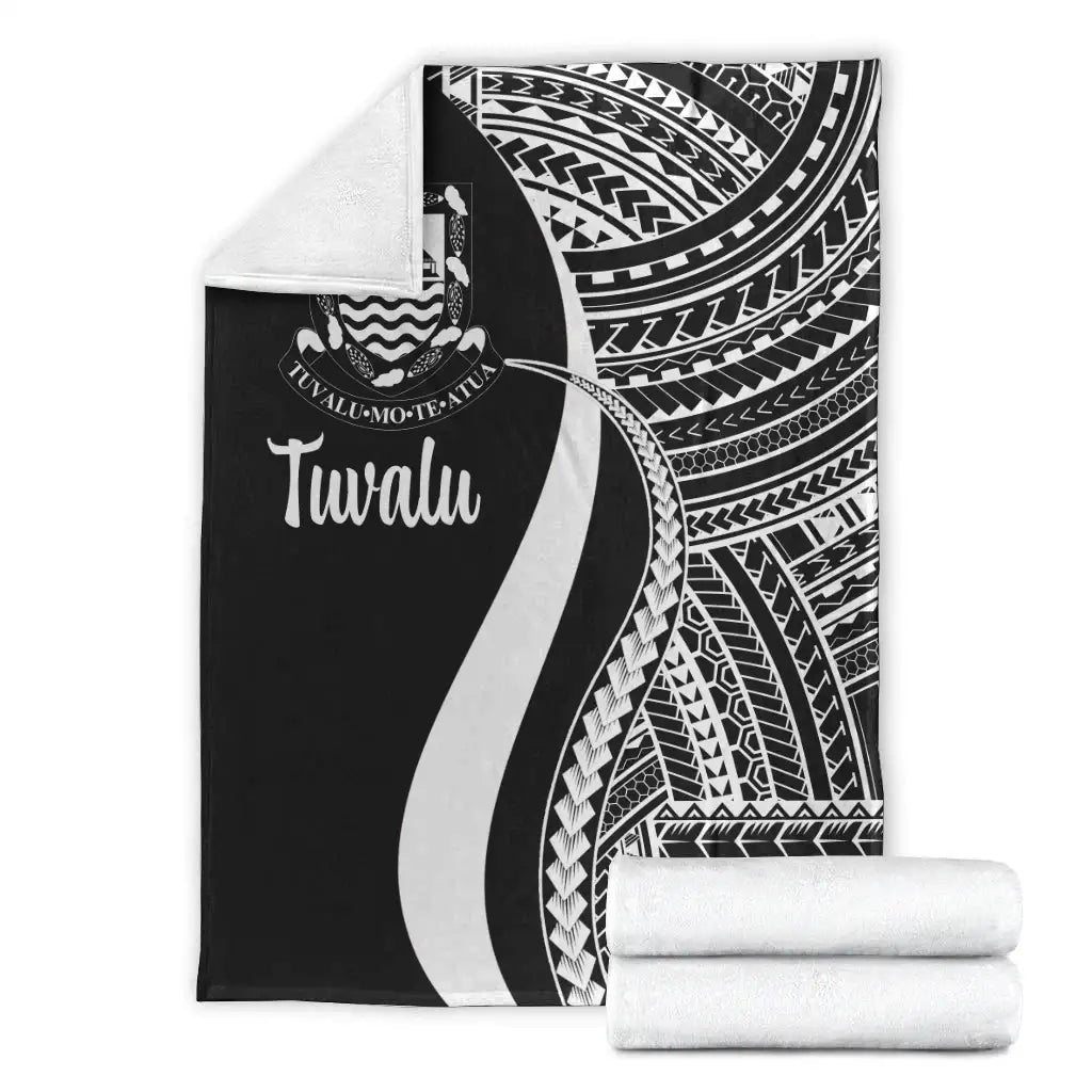 Tuvalu Premium Blanket - White Polynesian Tentacle Tribal Pattern-Myprintsy