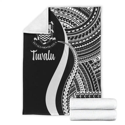 Tuvalu Premium Blanket - White Polynesian Tentacle Tribal Pattern-Myprintsy
