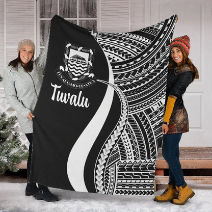 Tuvalu Premium Blanket - White Polynesian Tentacle Tribal Pattern-Myprintsy
