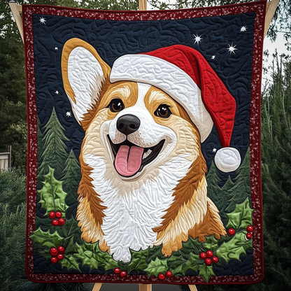 Twas the Night with Corgis Quilted Blanket VTQ-Myprintsy