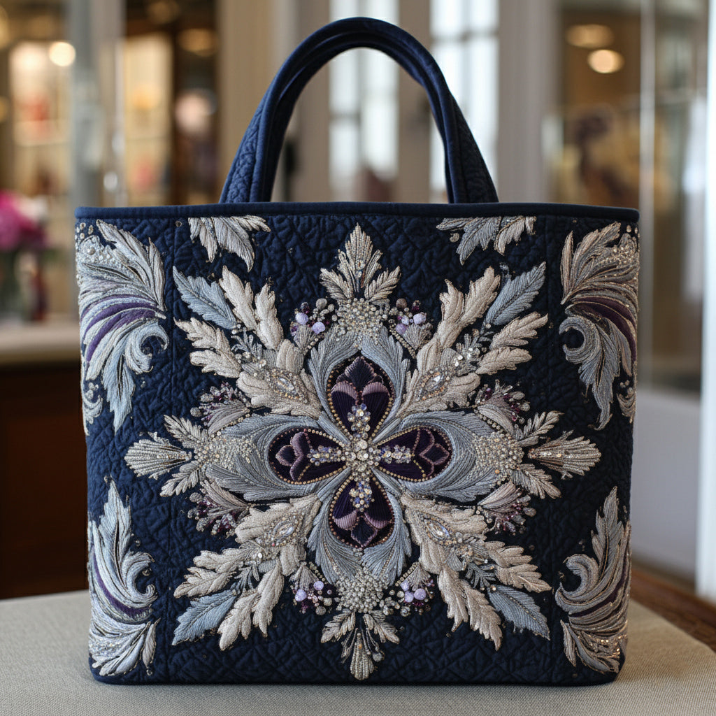 Twilight Snowflake Pattern Quilted Tote Bag VTQ-Myprintsy