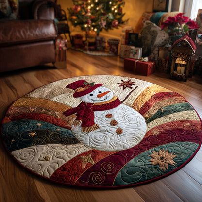 Twinkle Snowman Quilted Round Mat VTQ-Myprintsy