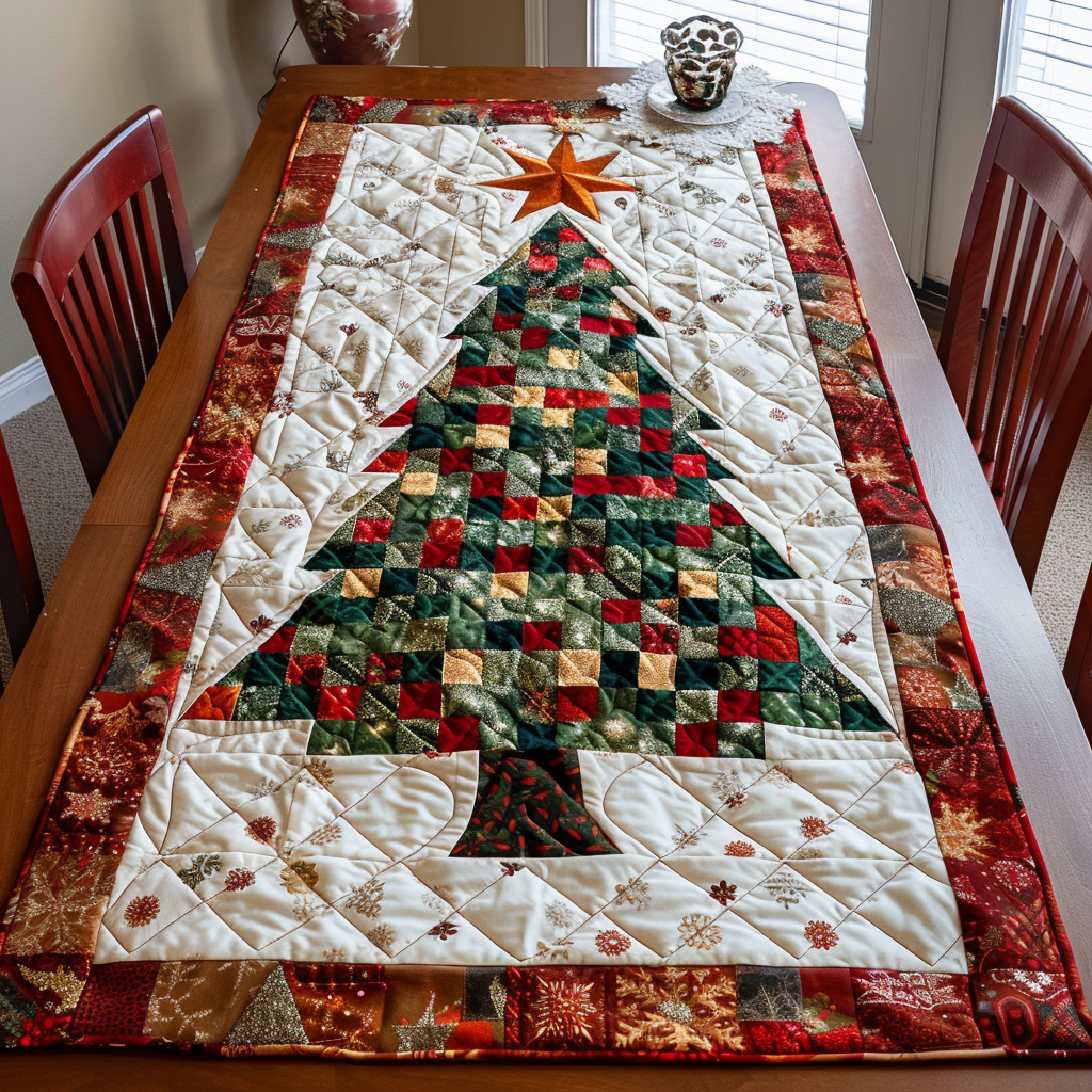 Twinkling Tree Quilted Table Runner VTQ-Myprintsy