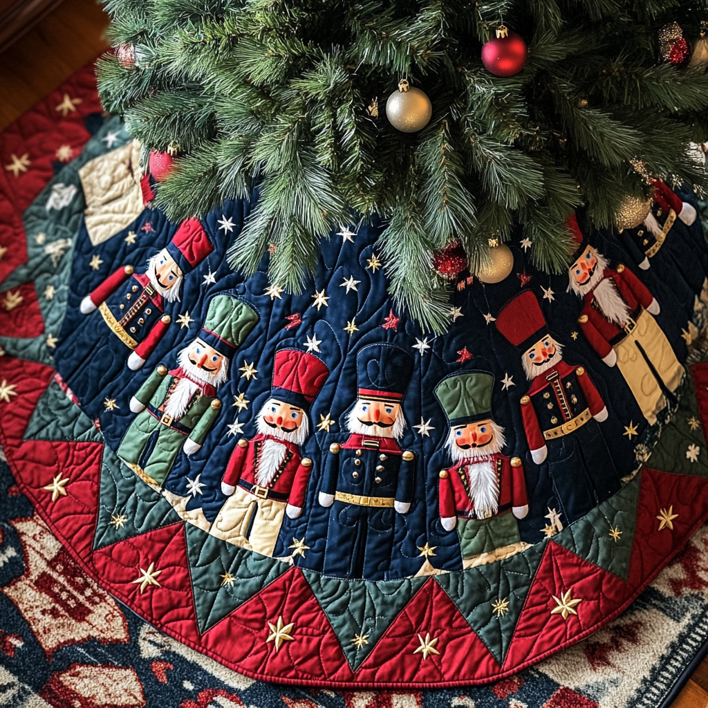 Twirling Nutcracker Magic Quilted Christmas Tree Skirt VTQ-Myprintsy