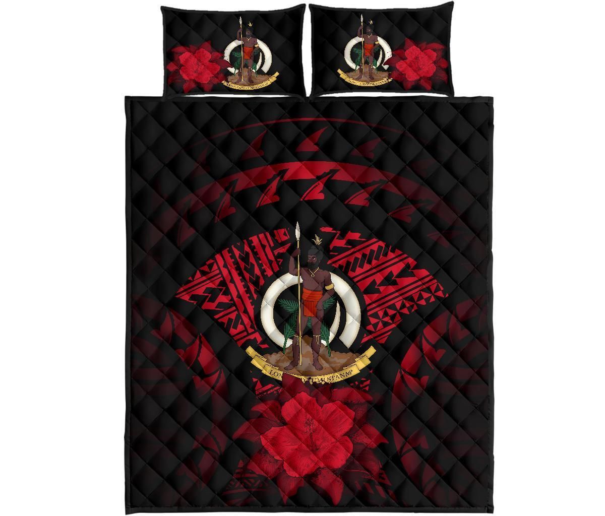 Vanuatu Polynesian Quilt Bed Set Hibiscus Red-Myprintsy