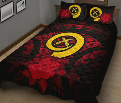 Vanuatu Polynesian Quilt Bed Set Hibiscus Red-Myprintsy