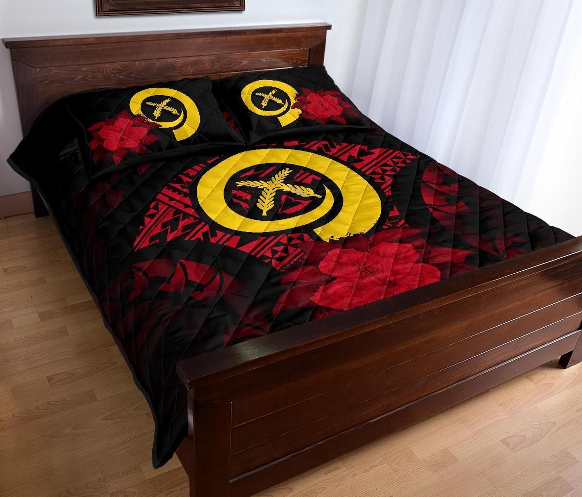 Vanuatu Polynesian Quilt Bed Set Hibiscus Red-Myprintsy