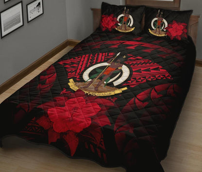 Vanuatu Polynesian Quilt Bed Set Hibiscus Red-Myprintsy