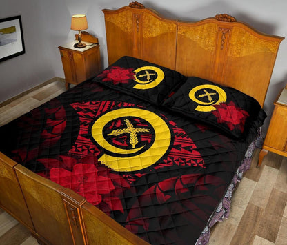 Vanuatu Polynesian Quilt Bed Set Hibiscus Red-Myprintsy