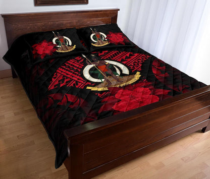 Vanuatu Polynesian Quilt Bed Set Hibiscus Red-Myprintsy
