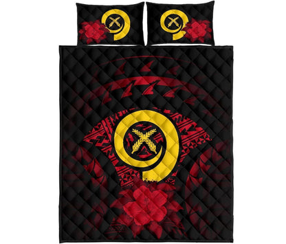 Vanuatu Polynesian Quilt Bed Set Hibiscus Red-Myprintsy