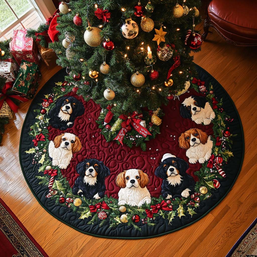 Velvet Paws Quilted Christmas Tree Skirt-Myprintsy