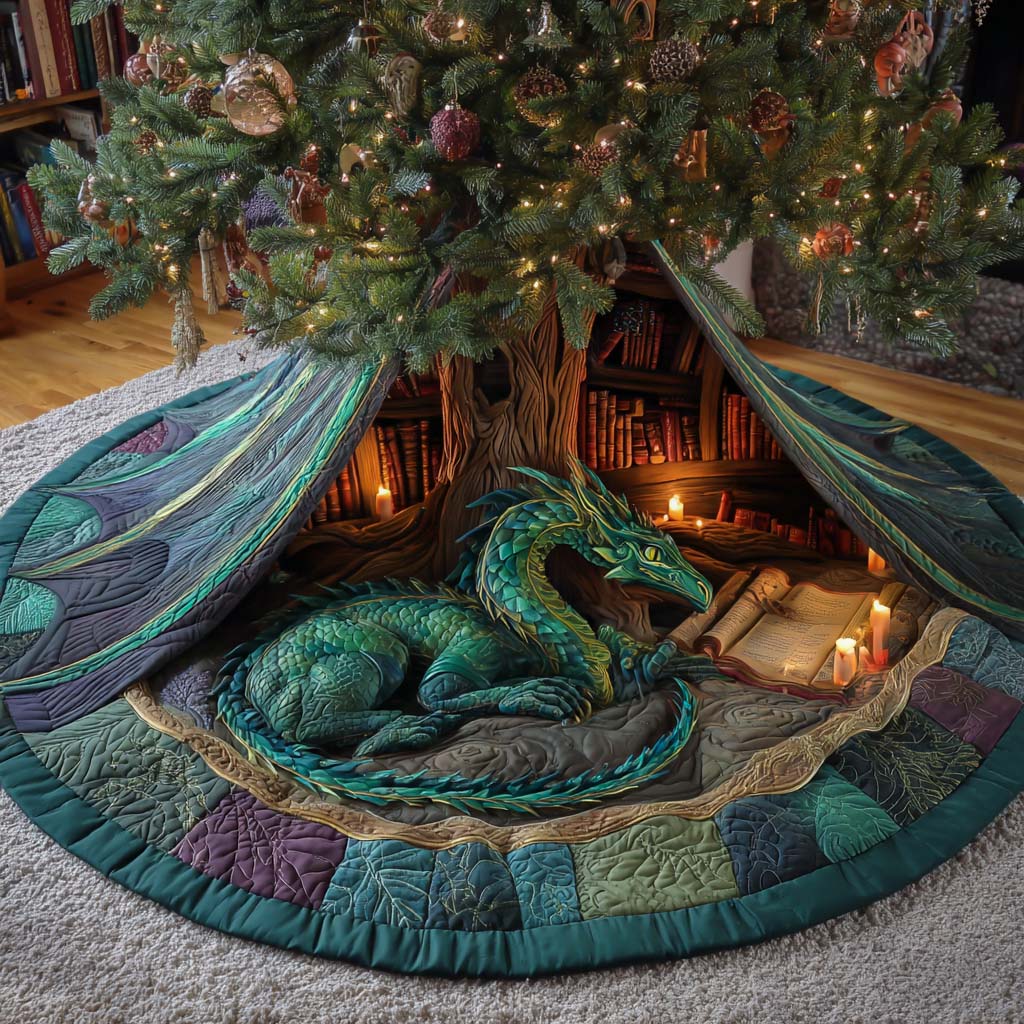 Verdant Lorekeeper Quilted Tree Skirt-Myprintsy