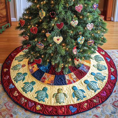 Vibrant Shells Christmas Quilted Tree Skirt-Myprintsy