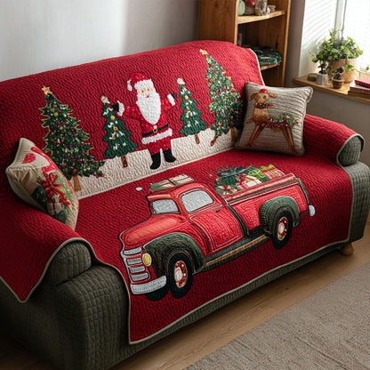 Vintage Christmas Ride Quilted Sofa Cover VTQ-Myprintsy