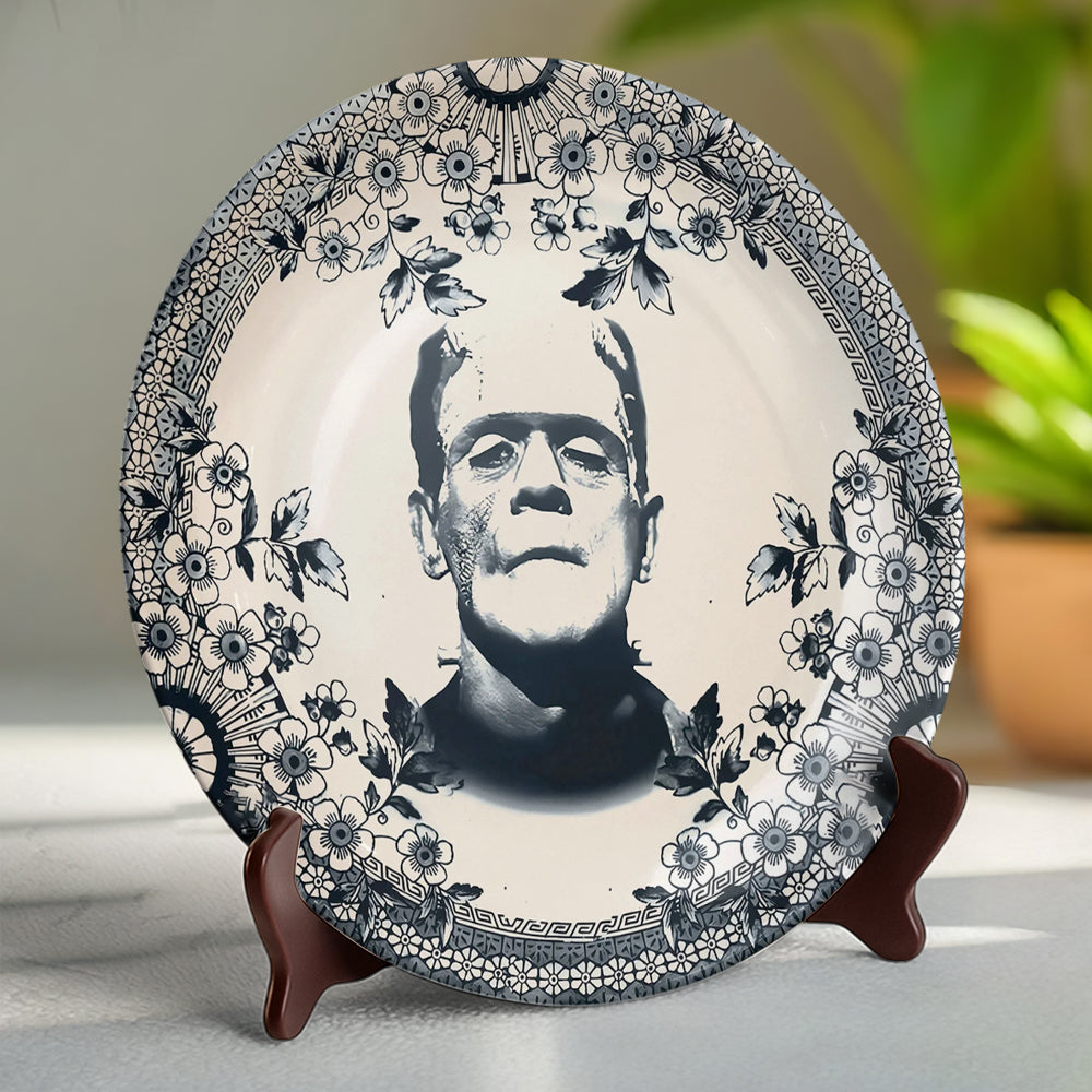 Vintage Gothic Frankenstein - Ceramic Round Plate-Myprintsy