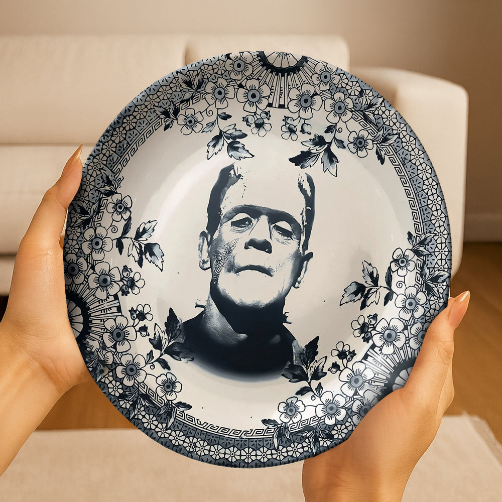 Vintage Gothic Frankenstein - Ceramic Round Plate-Myprintsy