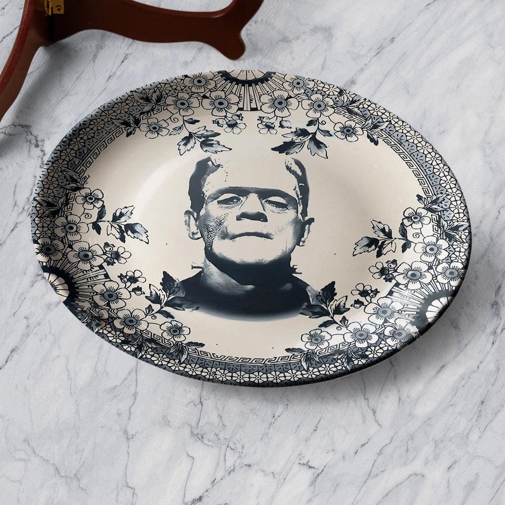 Vintage Gothic Frankenstein - Ceramic Round Plate-Myprintsy