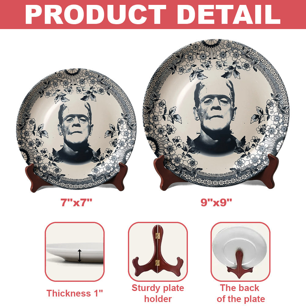 Vintage Gothic Frankenstein - Ceramic Round Plate-Myprintsy