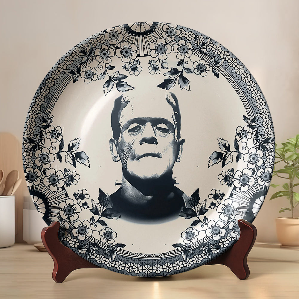 Vintage Gothic Frankenstein - Ceramic Round Plate-Myprintsy