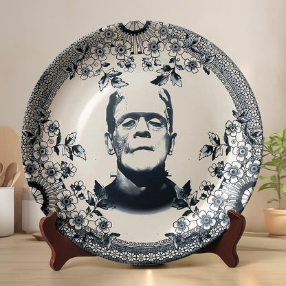 Vintage Gothic Frankenstein - Ceramic Round Plate-Myprintsy