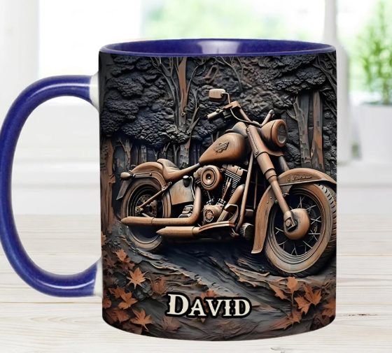 Vintage Motorcycle - Personalized Accent Mug - Gift for Biker Lovers-Myprintsy