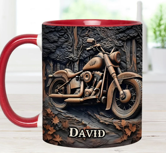 Vintage Motorcycle - Personalized Accent Mug - Gift for Biker Lovers-Myprintsy