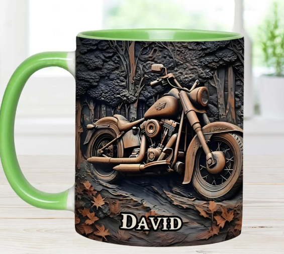 Vintage Motorcycle - Personalized Accent Mug - Gift for Biker Lovers-Myprintsy