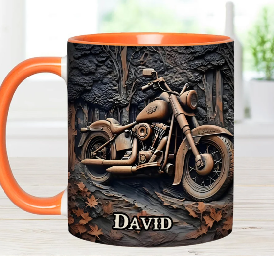 Vintage Motorcycle - Personalized Accent Mug - Gift for Biker Lovers-Myprintsy