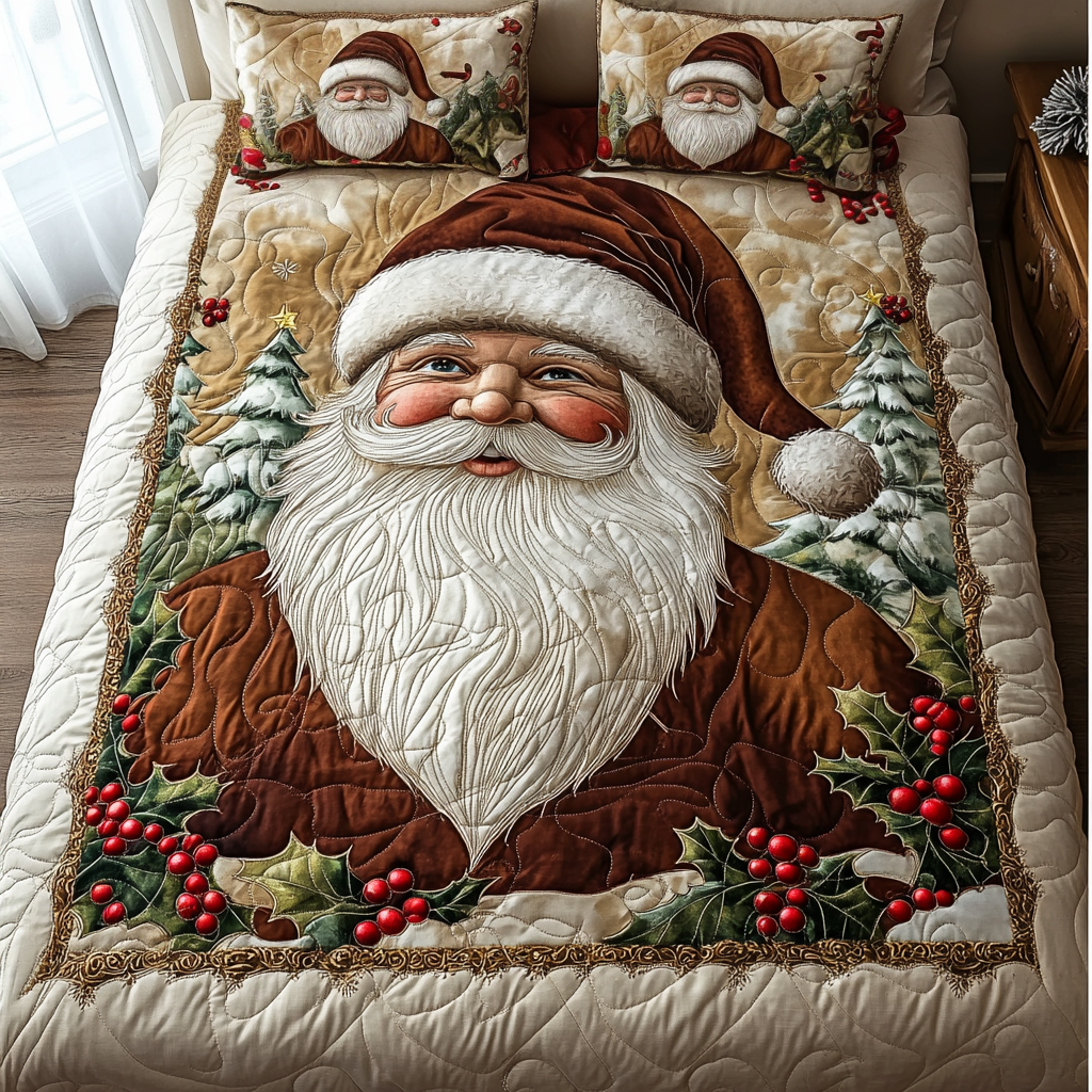 Vintage Santa -Piece Quilted Bedding Set VTQ-Myprintsy