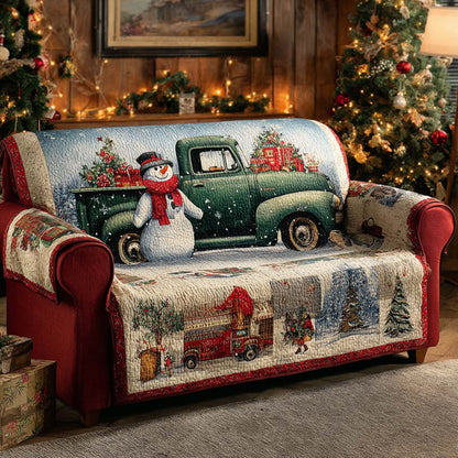 Vintage Truck Snowman Quilted Sofa Cover VTQ-Myprintsy