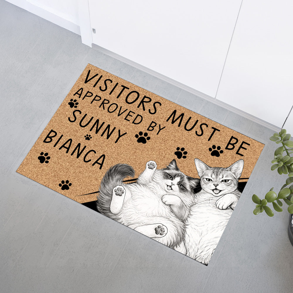 Visitors Must Be Approved by Your Cats - Personalized Doormat-Myprintsy