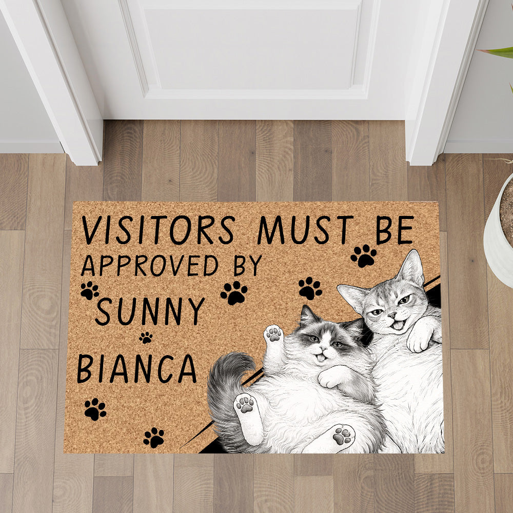 Visitors Must Be Approved by Your Cats - Personalized Doormat-Myprintsy