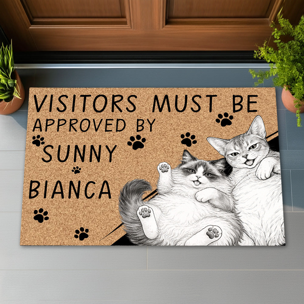 Visitors Must Be Approved by Your Cats - Personalized Doormat-Myprintsy
