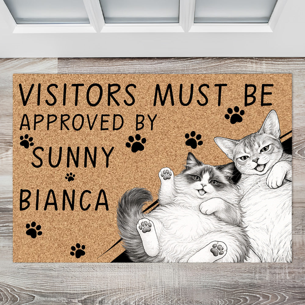 Visitors Must Be Approved by Your Cats - Personalized Doormat-Myprintsy