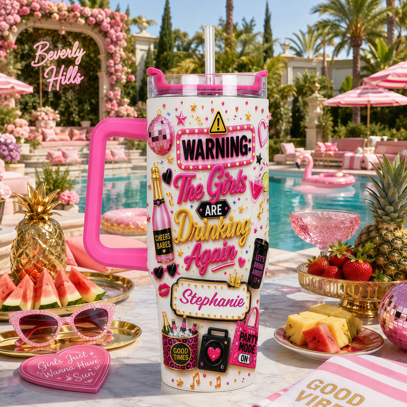 Warning The Girls Are Drink Again - Personalized 40OZ Tumbler With Straw-Myprintsy