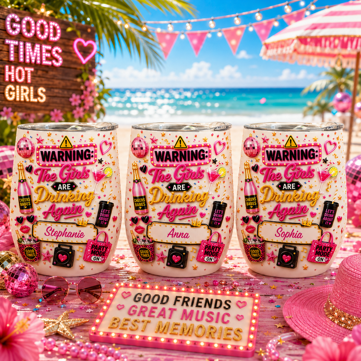 Warning The Girls Are Drink Again - Personalized Wine Tumbler-Myprintsy