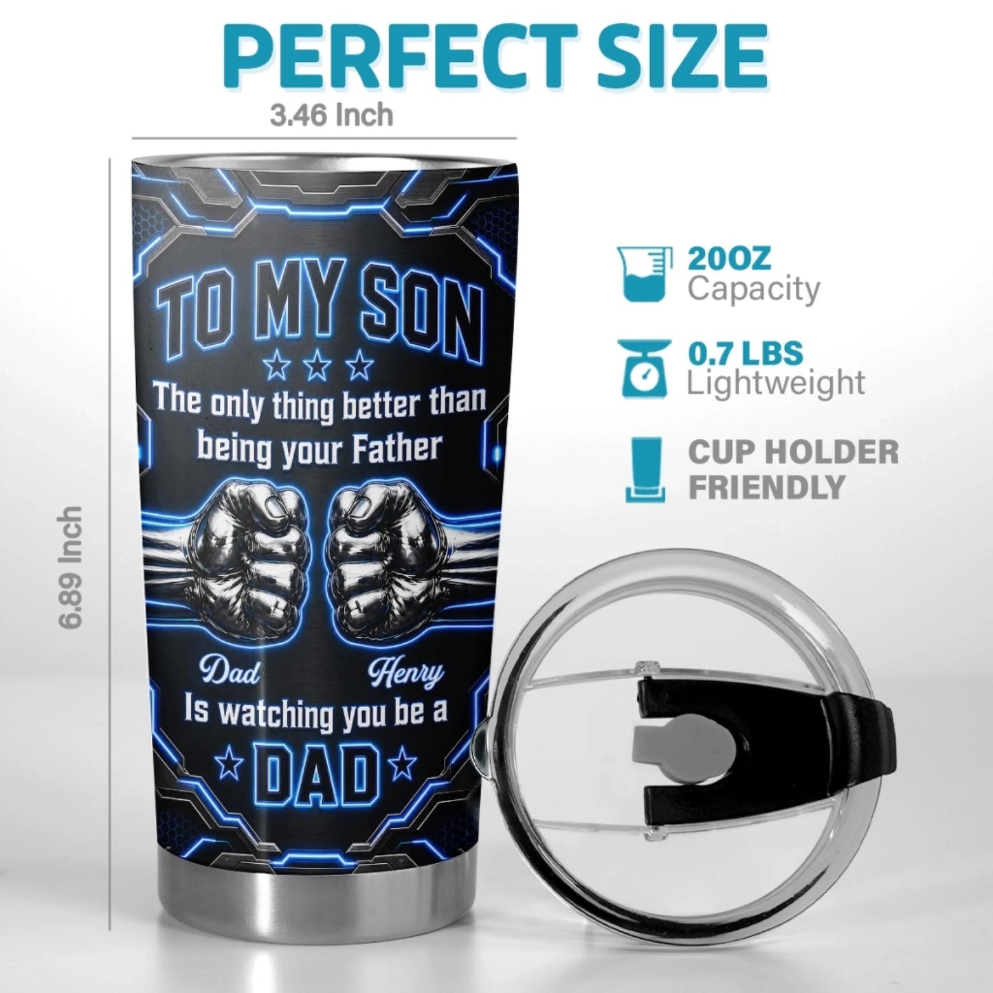 Watching You Grow Brings Me Joy - Personalized Tumbler - Father's Day Birthday Gifts For Son-Myprintsy