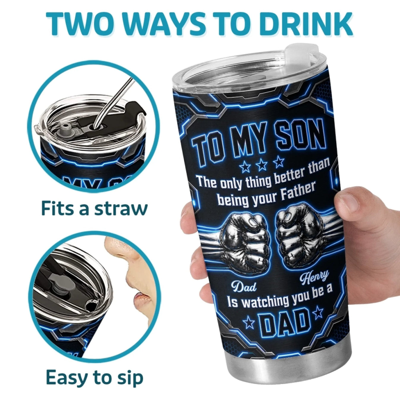 Watching You Grow Brings Me Joy - Personalized Tumbler - Father's Day Birthday Gifts For Son-Myprintsy