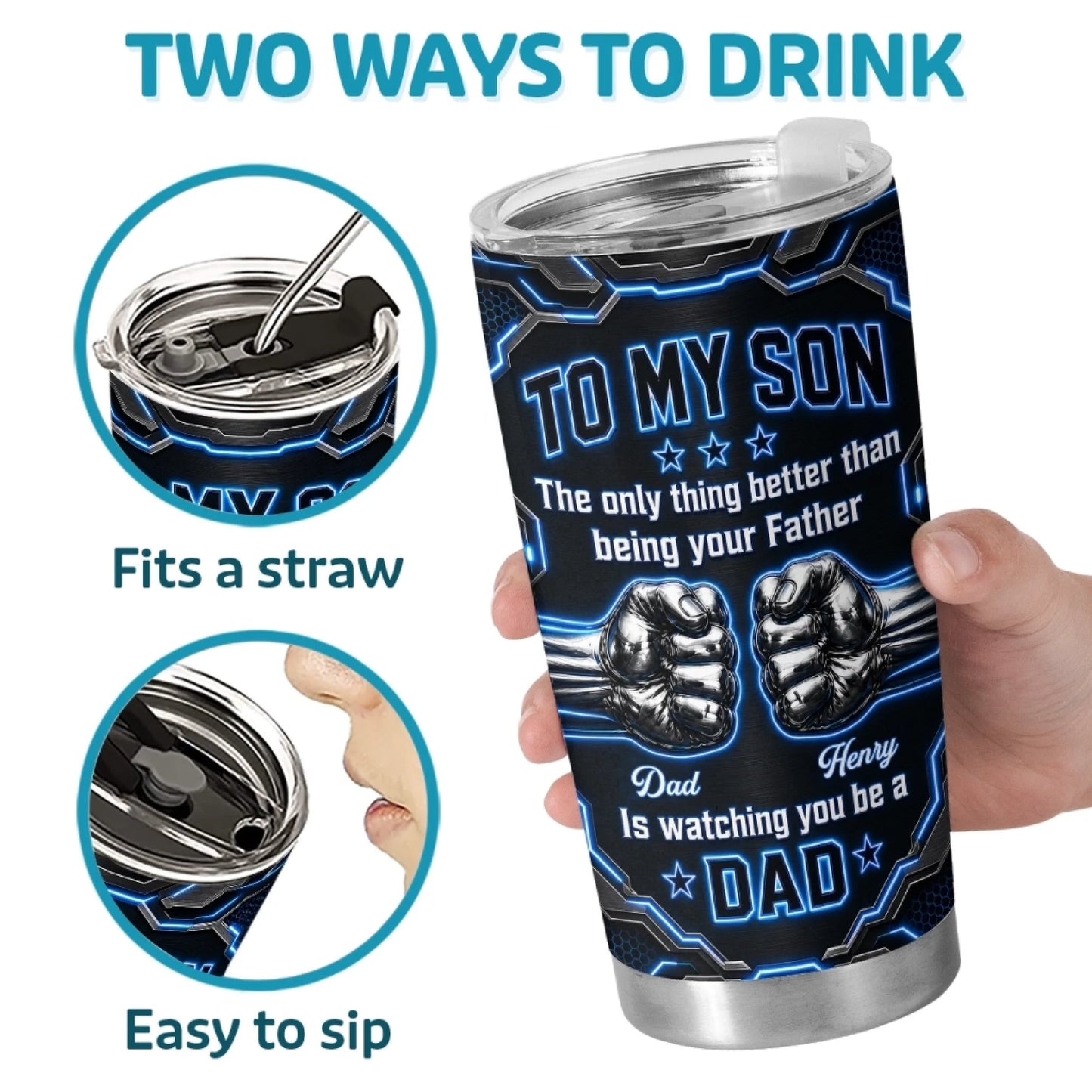Watching You Grow Brings Me Joy - Personalized Tumbler - Father's Day Birthday Gifts For Son-Myprintsy