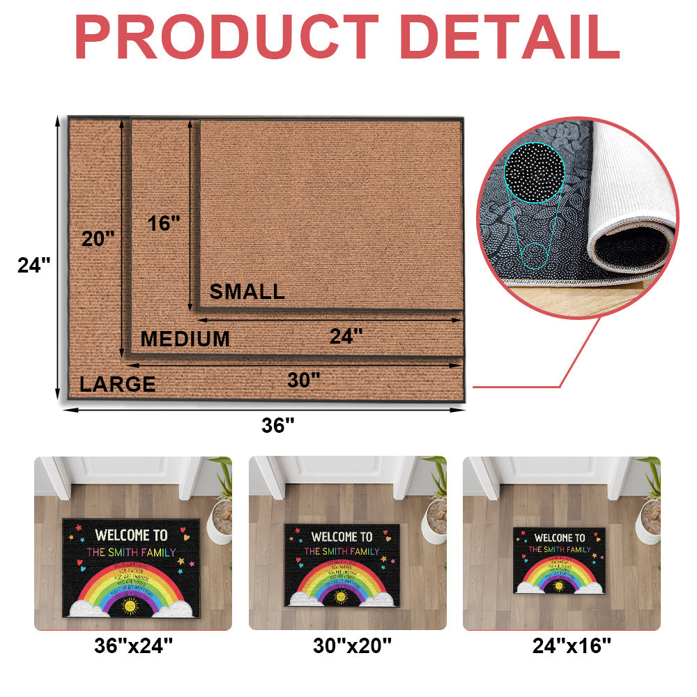 Welcome Rainbow Smile Sun - Personalized Doormat-Myprintsy