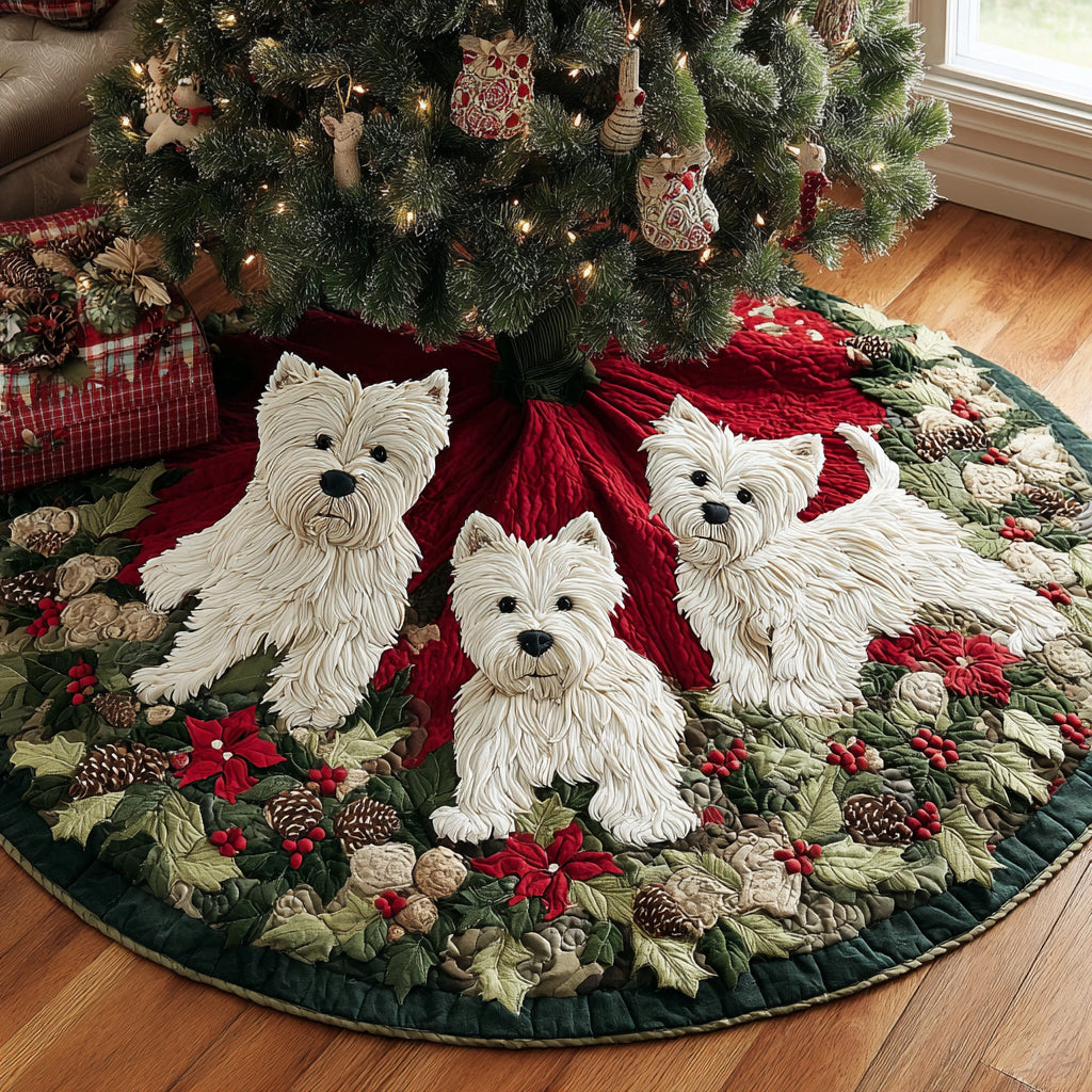 West Highland Terrier Christmas Quilted Tree Skirt VT-Myprintsy