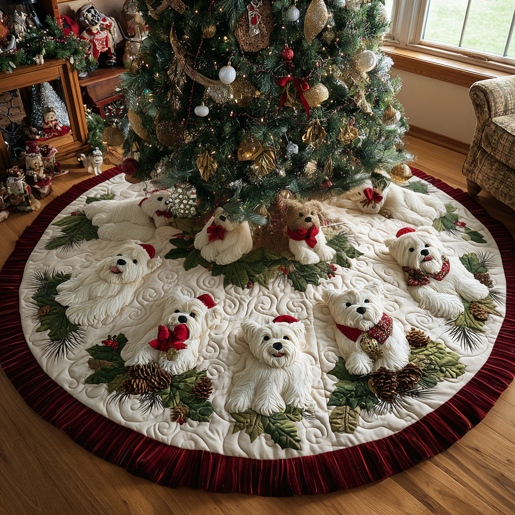 West Highland Terrier Christmas Quilted Tree Skirt VT-Myprintsy