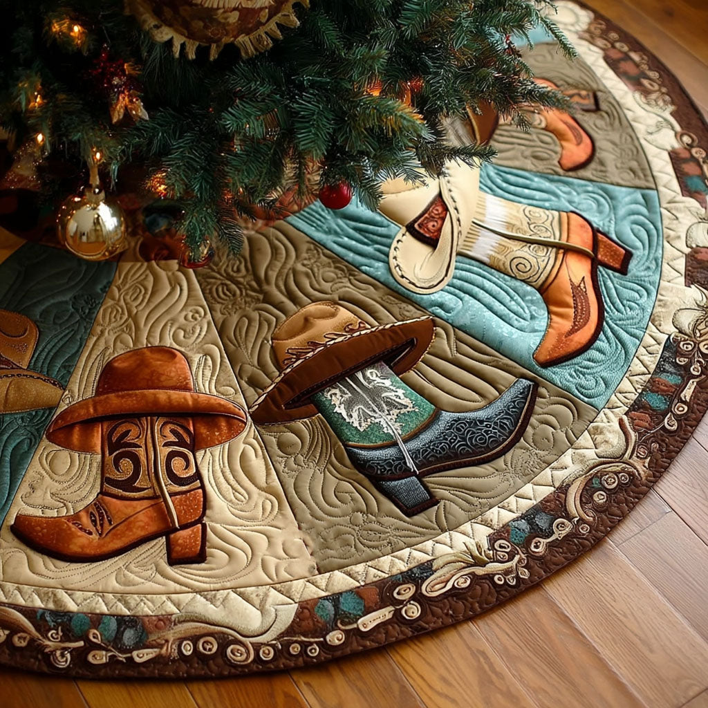 Western Charm Christmas Quilted Tree Skirt-Myprintsy