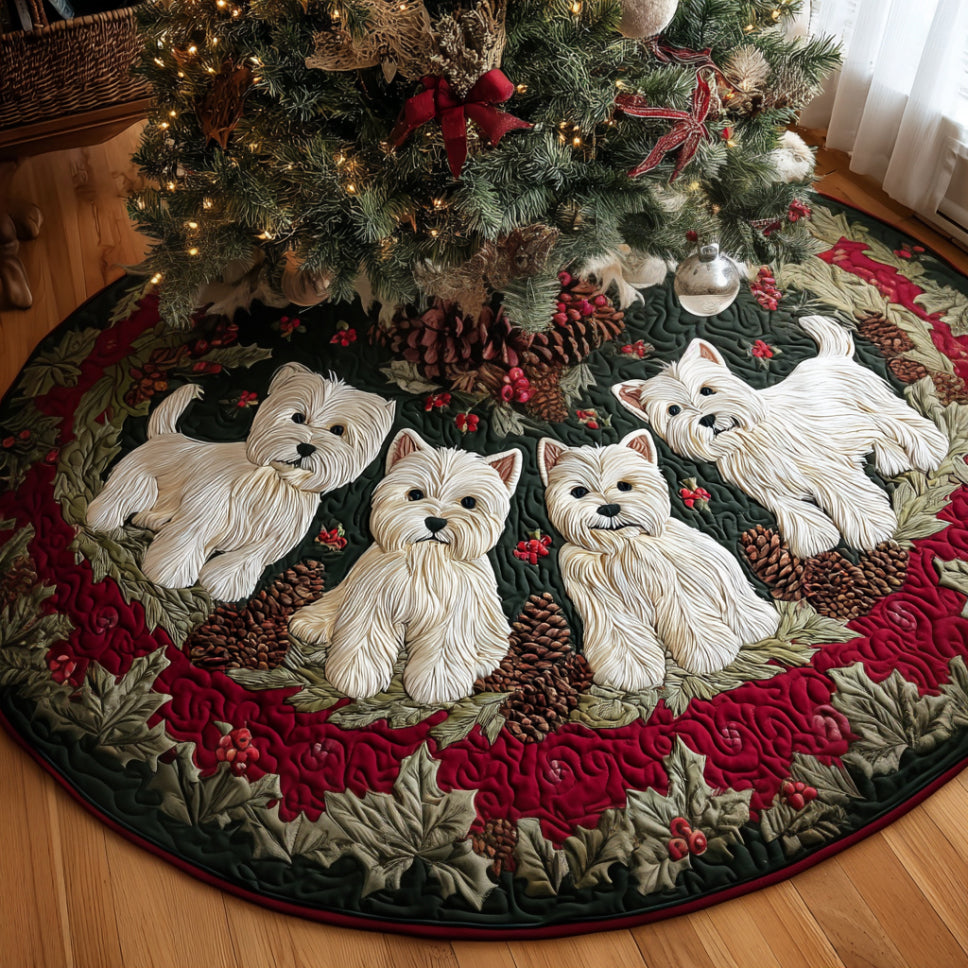 Westie Christmas Cheer Quilted Christmas Tree Skirt VTQ-Myprintsy