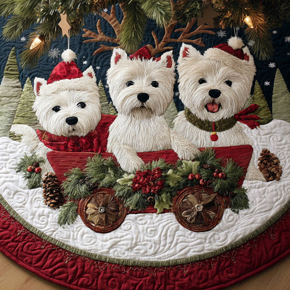 Westie Sleigh Ride Quilted Christmas Tree Skirt VTQ-Myprintsy