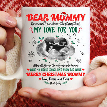 What My Heart Sounds Like From The Inside Merry Christmas Mommy Mug - Personalized Coffee Mug - Christmas Gift-Myprintsy