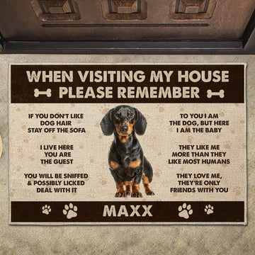 When Visiting My House Please Remember - Personalized Doormat - Gift For Dog Owners-Myprintsy
